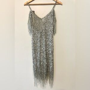 Goddiva London Silver Sequin Mini Dress US 4